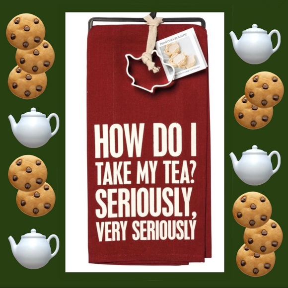 Primitives by Kathy Kitchen Teapot Shaped Cookie Cutter And Dish Towel Gift Set How Do I